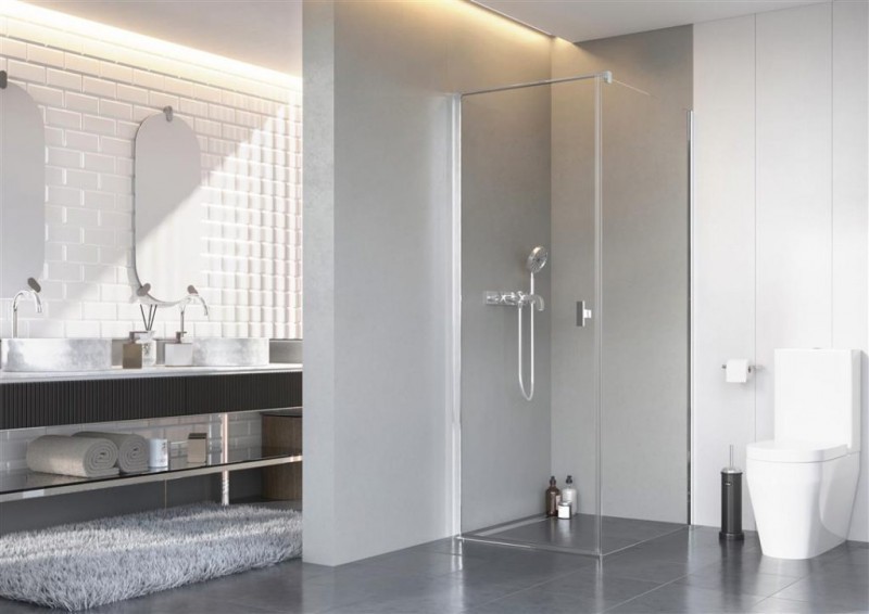 Radaway Nes 8 KDJ kabina prostokątna 100x90 drzwi wahadłowe LEWE 100 i ścianka 90 chrom przeźroczyste Easy Clean 10072100-01-01L + 10089090-01-01