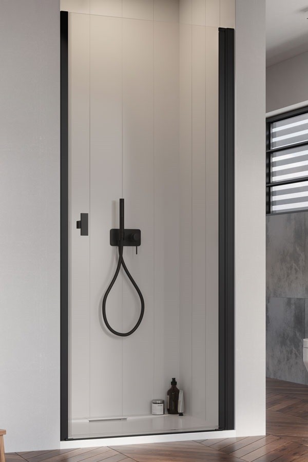 Radaway Nes 8 Black DWJ I drzwi wnękowe wahadłowe PRAWE 100 cm czarny przeźroczyste Easy Clean 10076100-54-01R