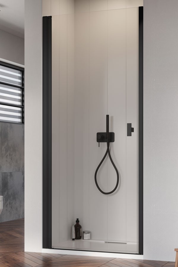 Radaway Nes 8 Black DWJ I drzwi wnękowe wahadłowe LEWE 70 cm czarny przeźroczyste Easy Clean 10076070-54-01L