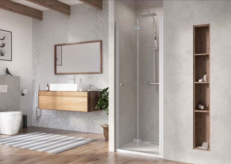 Radaway Nes 8 DWB drzwi wnękowe składane PRAWE 80 cm chrom przeźroczyste Easy Clean 10079080-01-01R