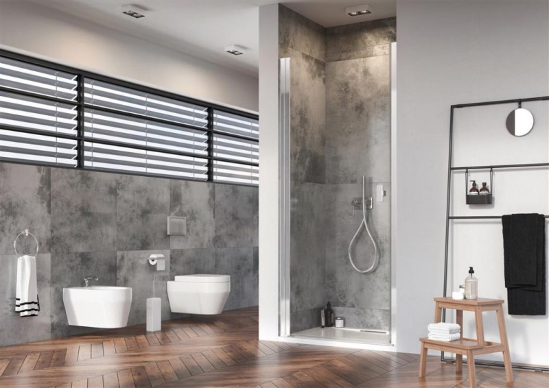 Radaway Nes 8 DWJ I drzwi wnękowe wahadłowe LEWE 70 cm chrom przeźroczyste Easy Clean 10076070-01-01L