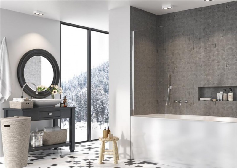 Radaway Nes 8 PNJ I parawan nawannowy jednoczęściowy 60 cm lewy chrom przeźroczyste Easy Clean 10061060-01-01L