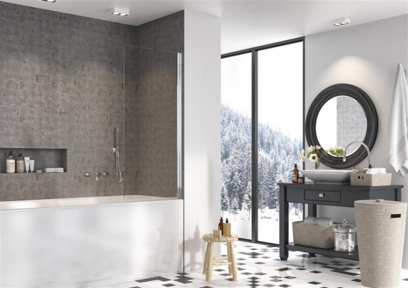 Radaway Nes 8 PNJ I parawan nawannowy jednoczęściowy 50 cm prawy chrom przeźroczyste Easy Clean 10061050-01-01R