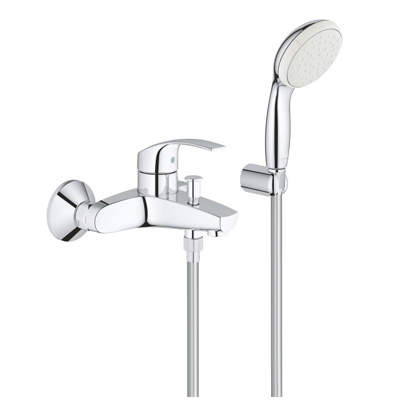 Grohe Eurosmart bateria wannowa ścienna z zestawem prysznicowym chrom 3330220A