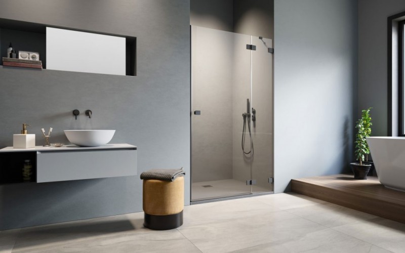 Radaway Essenza Pro Black DWJ drzwi otwierane 110 cm prawe czarny przeźroczyste Easy Clean 10099110-54-01R