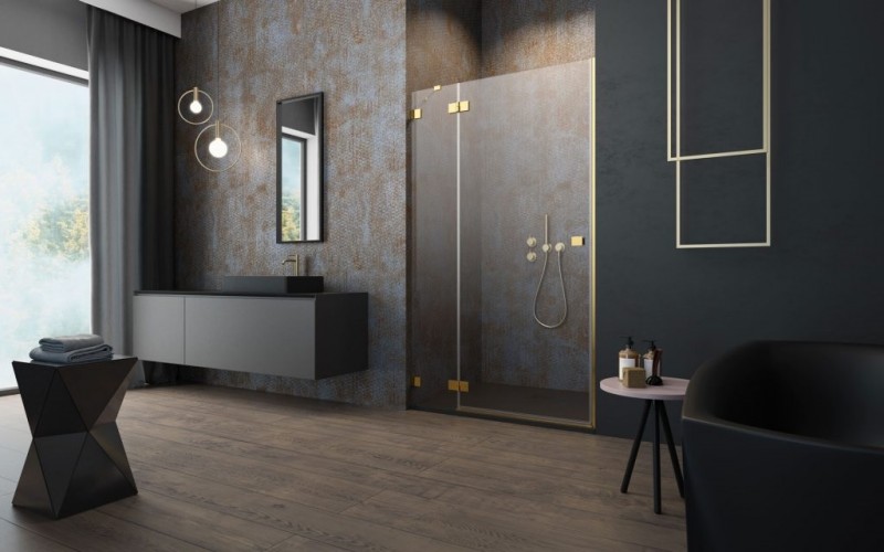 Radaway Essenza Pro Gold DWJ drzwi otwierane 120 cm lewe złoty przeźroczyste Easy Clean 10099120-09-01L