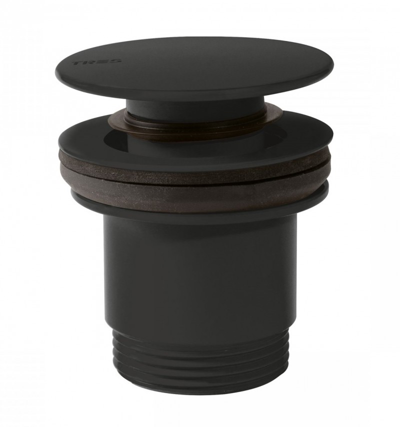 Tres korek umywalkowy click-clack okrągły czarny mat 24284001NM