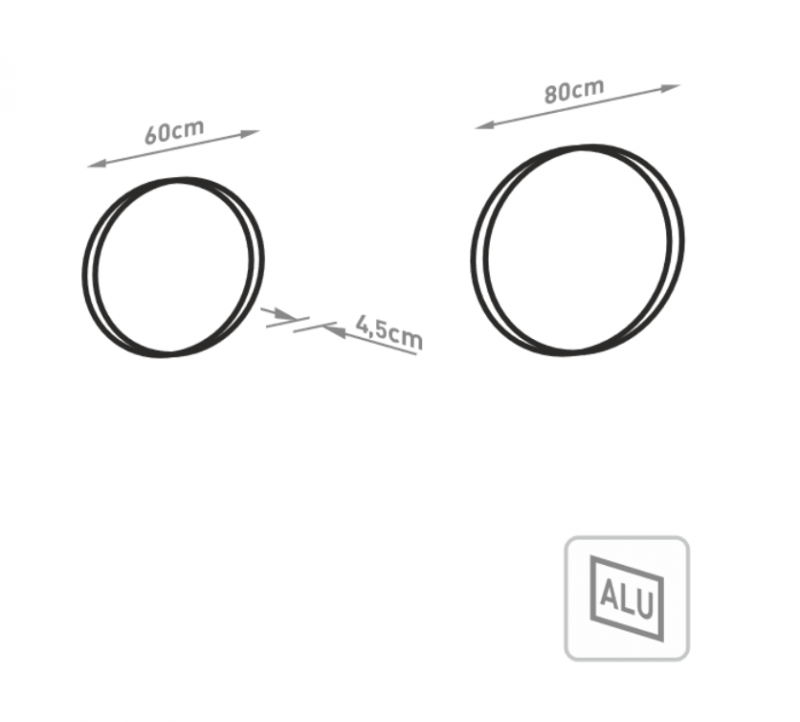 Kraft Olymp Black Lustro okrągłe fi 60 cm czarny mat