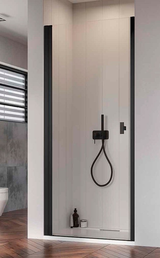 Radaway Nes Black DWJ I drzwi wnękowe wahadłowe 80cm lewe czarny przeźroczyste Easy Clean 10026080-54-01L