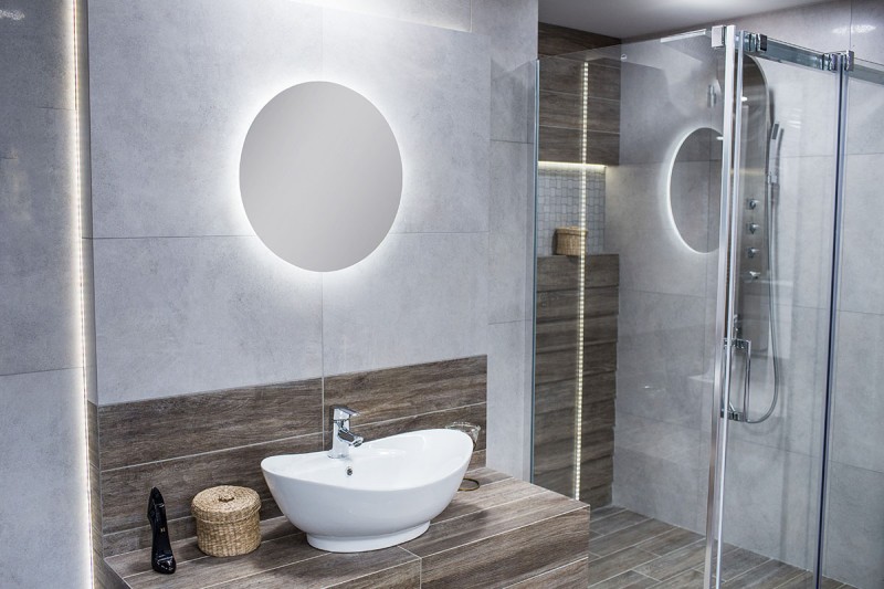 Kraft Moon Lustro okrągłe fi 50 cm z podświetleniem Led