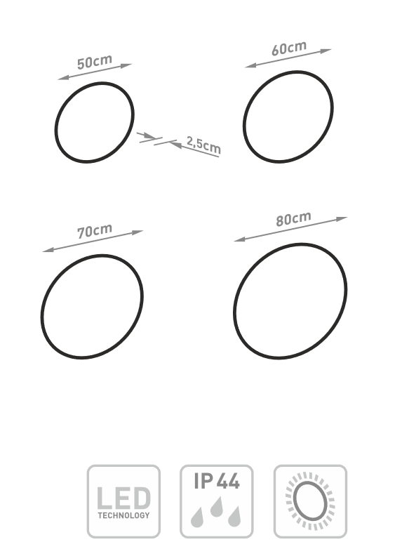 Kraft Moon Lustro okrągłe fi 70 cm z podświetleniem Led