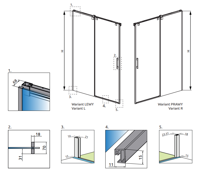Radaway Espera Pro DWJ drzwi przesuwne 100 cm prawe chrom przeźroczyste Easy Clean 10090100-01-01R, 10091100-01-01R