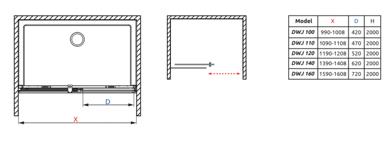 Radaway Espera Pro DWJ drzwi przesuwne 140 cm lewe chrom przeźroczyste Easy Clean 10090140-01-01L + 10091140-01-01L