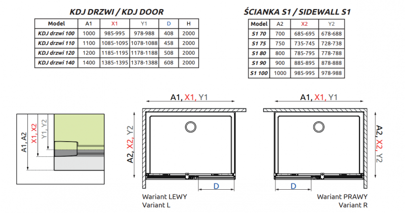 Radaway Espera Pro KDJ kabina prostokątna 140x70 drzwi przesuwne prawe 140 i ścianka 70 chrom przeźroczyste Easy Clean