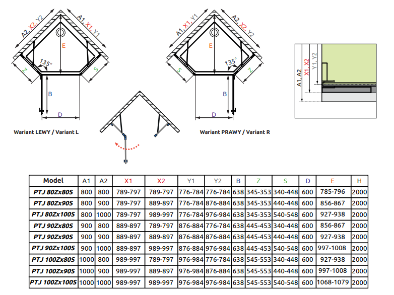 Radaway Essenza Pro Black PTJ kabina pięciokątna 100x90 pentagonalna lewa czarny przeźroczyste Easy Clean 10100000-54-01L + 10100900-01-01