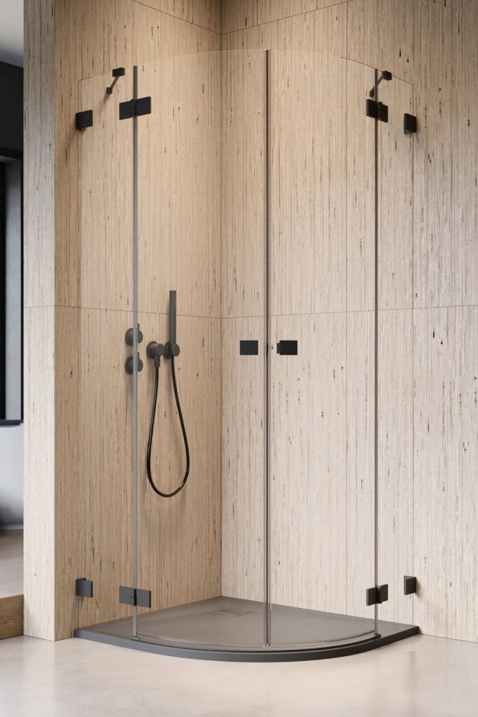 Radaway Essenza Pro Black PDD kabina półokrągła 80x80 drzwi otwierane czarny przeźroczyste Easy Clean 10095080-54-01L + 10095080-54-01R