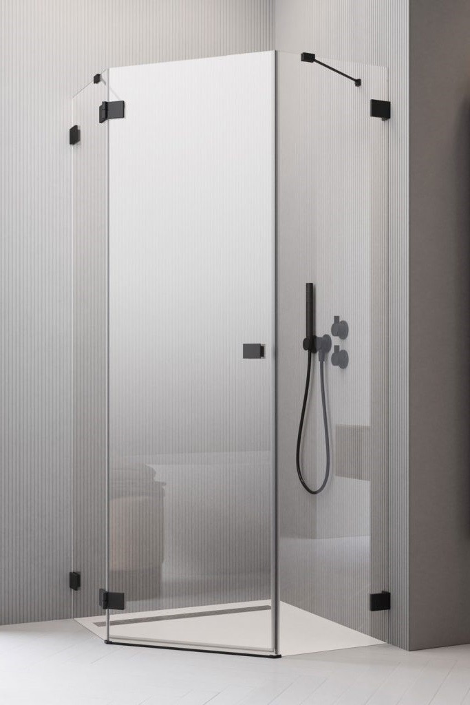 Radaway Essenza Pro Black PTJ kabina pięciokątna 90x100 pentagonalna lewa czarny przeźroczyste Easy Clean 10100000-54-01L + 10100700-01-01