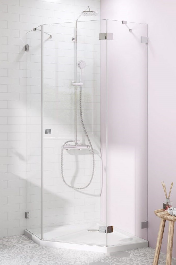 Radaway Essenza Pro PTJ kabina pięciokątna 80x100 pentagonalna prawa chrom przeźroczyste Easy Clean 10100000-01-01R + 10100500-01-01