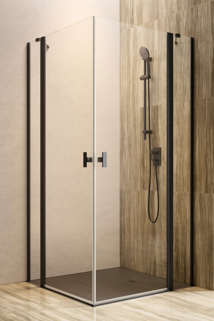 Radaway Nes Black KDD II kabina kwadratowa 90x90 drzwi wahadłowe czarny przeźroczyste Easy Clean 10031090-54-01L + 10031090-54-01R
