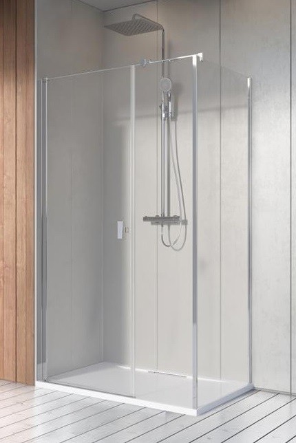 Radaway Nes 8 KDS I kabina prostokątna 120x70 drzwi wahadłowe LEWE 120 i ścianka 70 chrom przeźroczyste Easy Clean 10073120-01-01L + 10073112-01-01 + 10089070-01-01