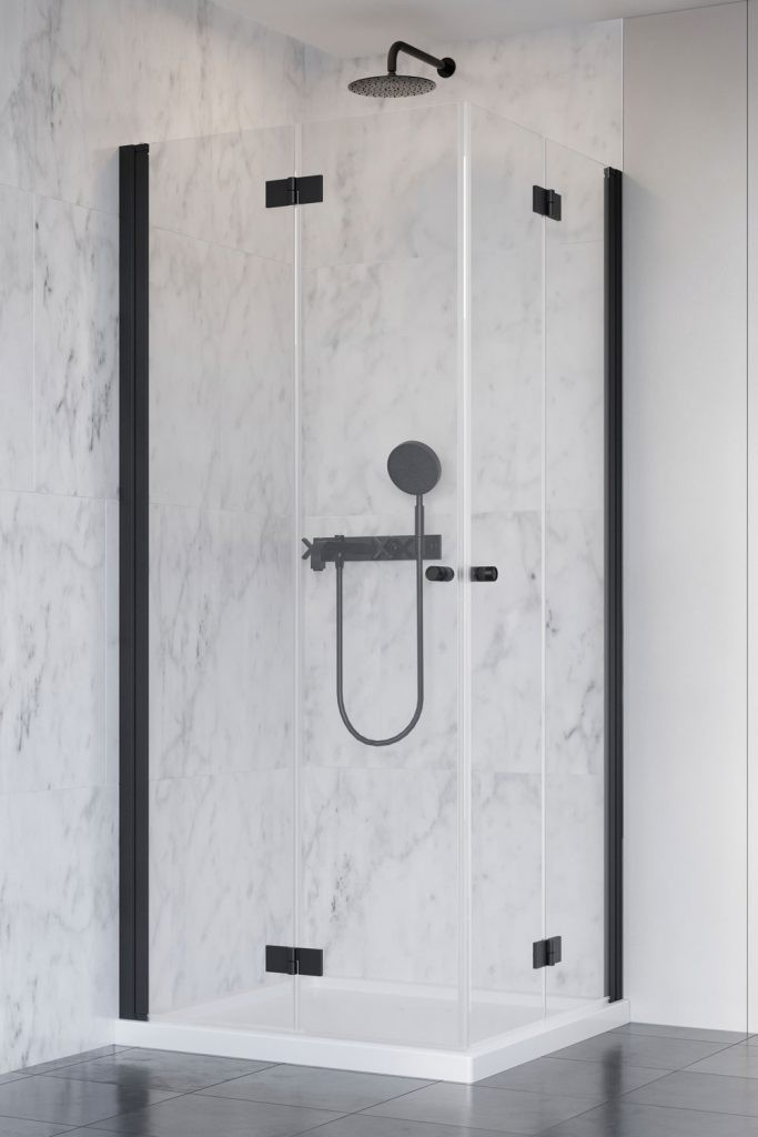 Radaway Nes 8 Black KDD B kabina kwadratowa 90x90 drzwi składane czarny przeźroczyste Easy Clean 10074090-54-01L + 10074090-54-01R