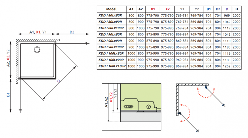 Radaway Nes 8 Black KDD I kabina kwadratowa 100x100 drzwi wahadłowe czarny przeźroczyste Easy Clean 10071100-54-01L + 10071100-54-01R