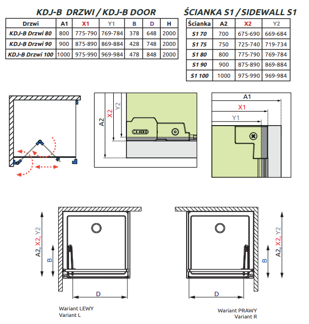 Radaway Nes 8 KDJ B kabina prostokątna 80x70 drzwi składane LEWE 80 i ścianka 70 chrom przeźroczyste Easy Clean 10075080-01-01L + 10089070-01-01