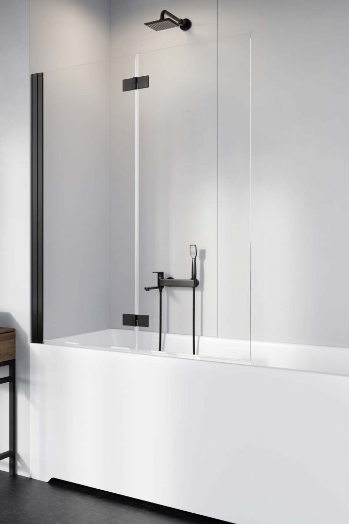 Radaway Nes Black PND I parawan nawannowy dwuczęściowy 120 cm lewy czarny przeźroczyste Easy Clean 10010120-54-01L