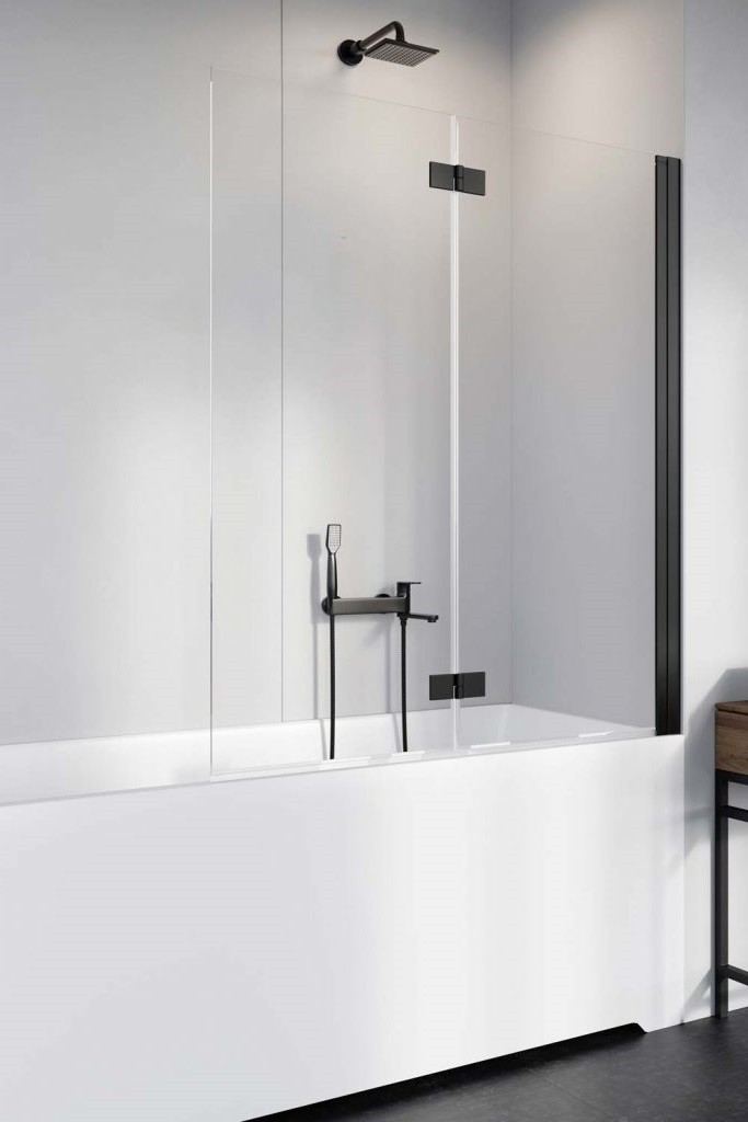 Radaway Nes Black PND I parawan nawannowy dwuczęściowy 100 cm prawy czarny przeźroczyste Easy Clean 10010100-54-01R