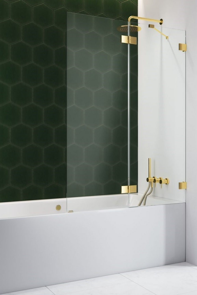 Radaway Essenza Pro Gold PND II parawan nawannowy dwuczęściowy 120 cm prawy złoty przeźroczyste Easy Clean 10102120-09-01R