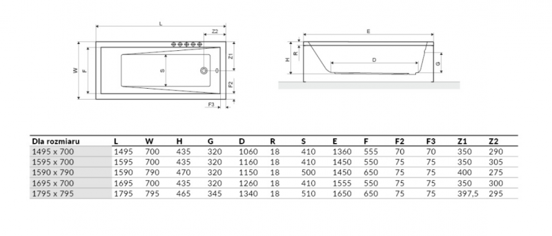 Excellent Wave Slim wanna prostokątna 160x80 biała WAEX.WAV160.80WHS