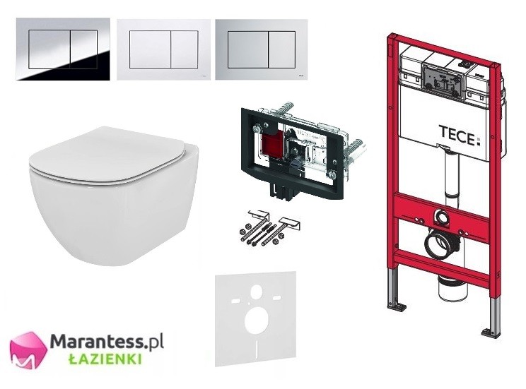 TECE + Ideal Standard Tesi Aquablade - zestaw 6w1 - kompletny stelaż z funkcją fresh + muszla + deska wolnoopadająca