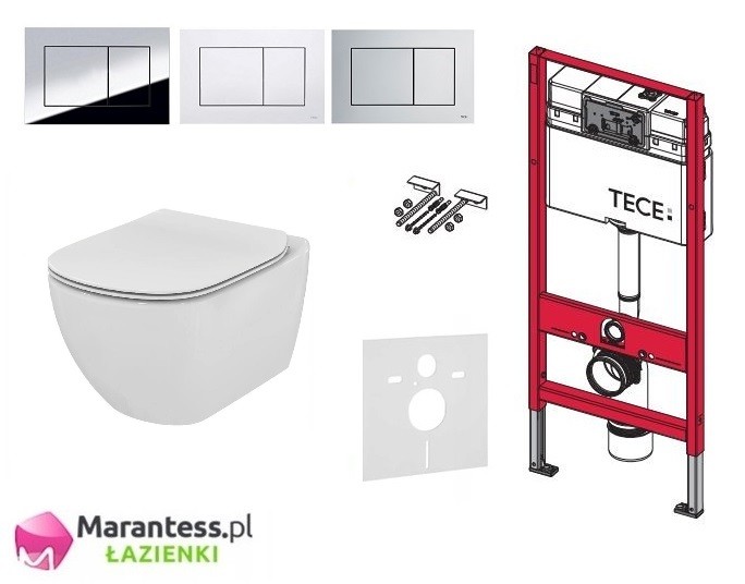 TECE + Ideal Standard Tesi Aquablade - zestaw 5w1 - kompletny stelaż + muszla + deska wolnoopadająca