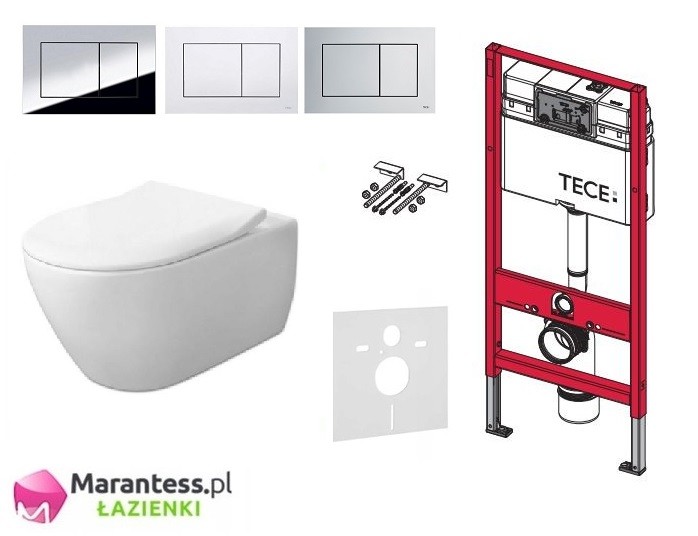 TECE + Villeroy&Boch Subway 2.0 Directflush - zestaw 5w1 - kompletny stelaż + muszla bezrantowa + deska wolnoopadająca
