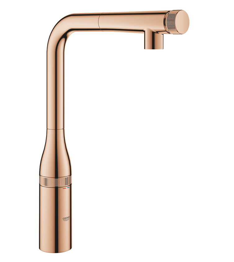 Grohe Essence SmartControl bateria kuchenna zlewozmywakowa z wyciąganą wylewką różowe złoto polerowany warm sunset 31615DA0