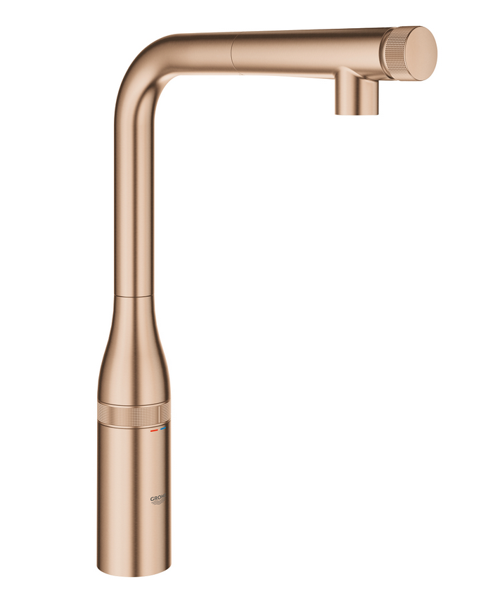 Grohe Essence SmartControl bateria kuchenna zlewozmywakowa z wyciąganą wylewką złoty szczotkowany brushed warm sunset 31615DL0