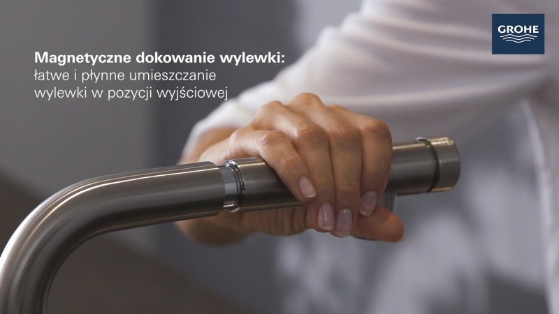 Grohe Essence SmartControl bateria kuchenna zlewozmywakowa z wyciąganą wylewką złoty polerowany cool sunrise 31615GL0