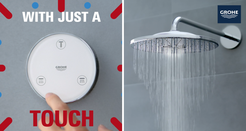 Grohe Rainshower 310 SmartConnect Cube deszczownica 31x31 z ramieniem 2 strumienie z pilotem chrom połysk 26642000