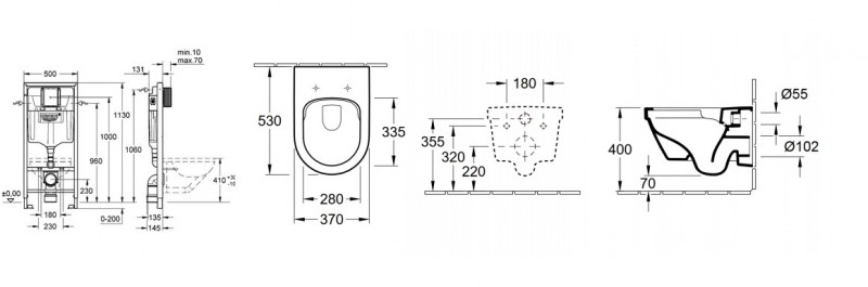 Grohe + Villeroy&Boch Omnia Directflush - Zestaw 7w1 - kompletny stelaż + muszla + deska wolnoopadająca