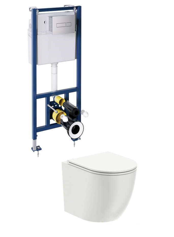 Sanit + Omnires Ottawa zestaw podtynkowy stelaż z przyciskiem chrom + muszla + deska wolnoopadająca OTTAWASETBPCR