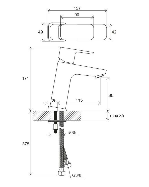 Ravak 10 Free bateria umywalkowa średnio wysoka bez korka chrom X070129