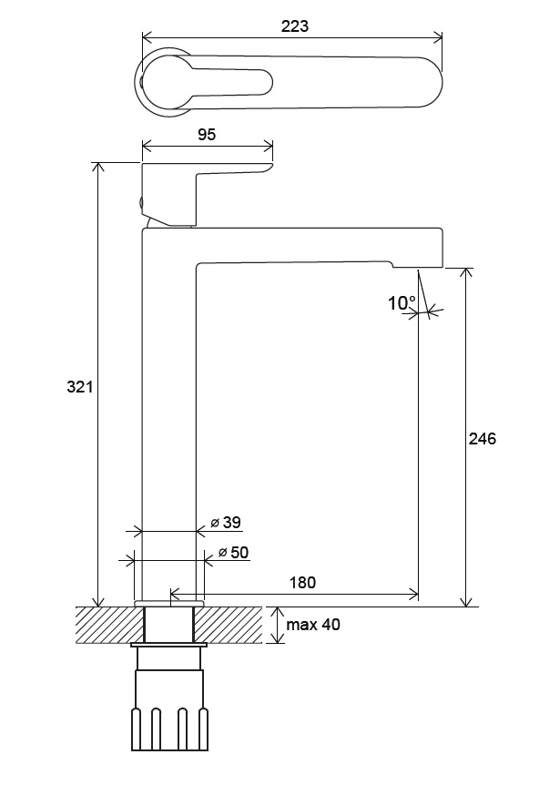 Ravak Puri PU 015.00 bateria umywalkowa wysoka bez korka chrom X070114