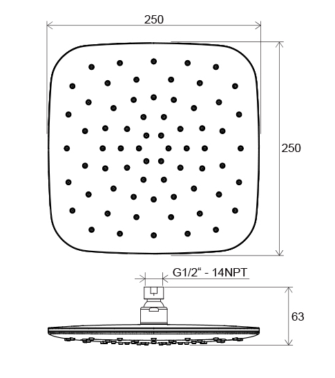 Ravak 983.10 deszczownica ABS kawadratowa 25x25 cm biała X07P347