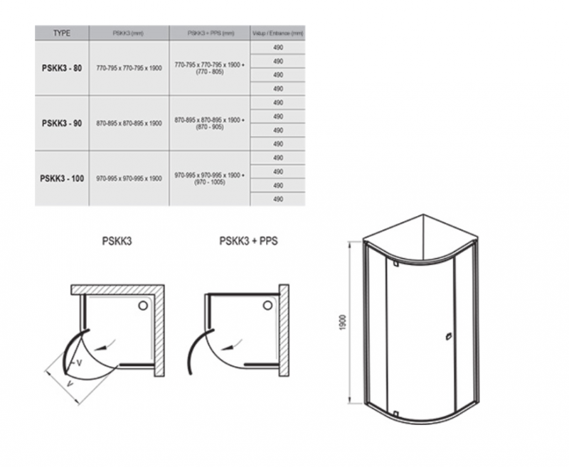Ravak Pivot kabina półokrągła 90x90 drzwi otwierane czarny przeźroczyste ANTICALC PSKK3 37677300Z1
