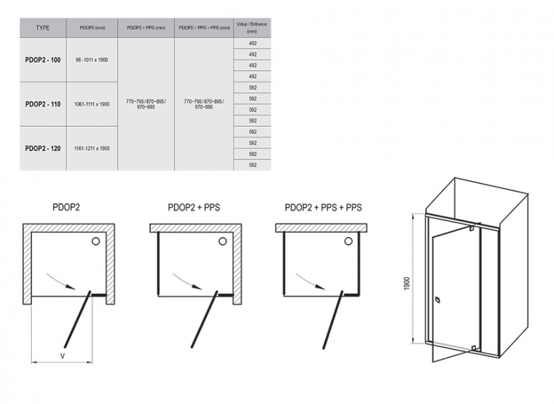 Ravak Pivot drzwi 100 otwierane srebrny połysk przeźroczyste ANTICALC PDOP2 03GA0C00Z1