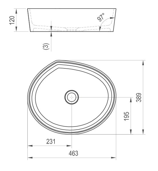 Ravak Moon 3 umywalka stawiana na blat 46x39 cm konglomerat biały XJN01300004