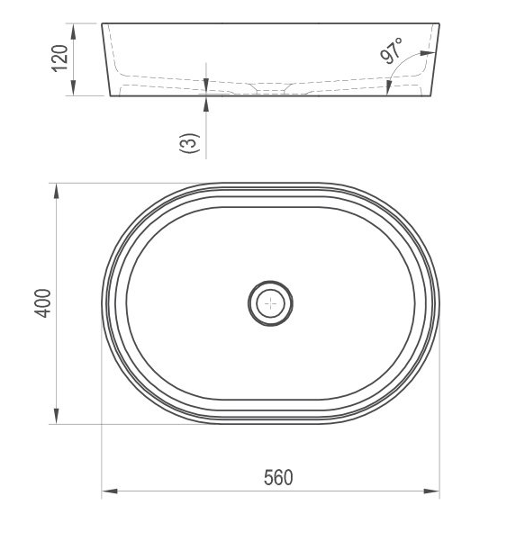Ravak Moon 2 umywalka stawiana na blat owalna 56x40 cm konglomerat biały XJN01300002
