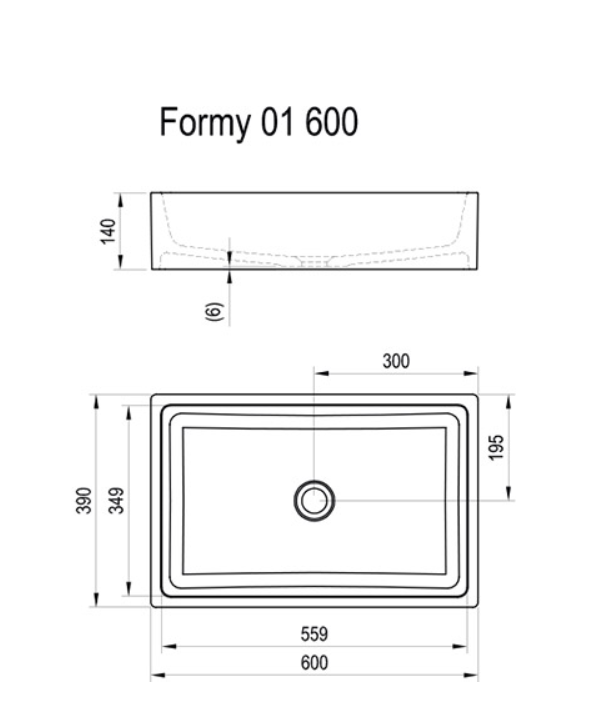 Ravak Formy 02 umywalka stawiana na blat 60x39 cm konglomerat biały XJL01260000
