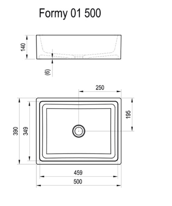 Ravak Formy 02 umywalka stawiana na blat 50x39 cm konglomerat biały XJL01250000