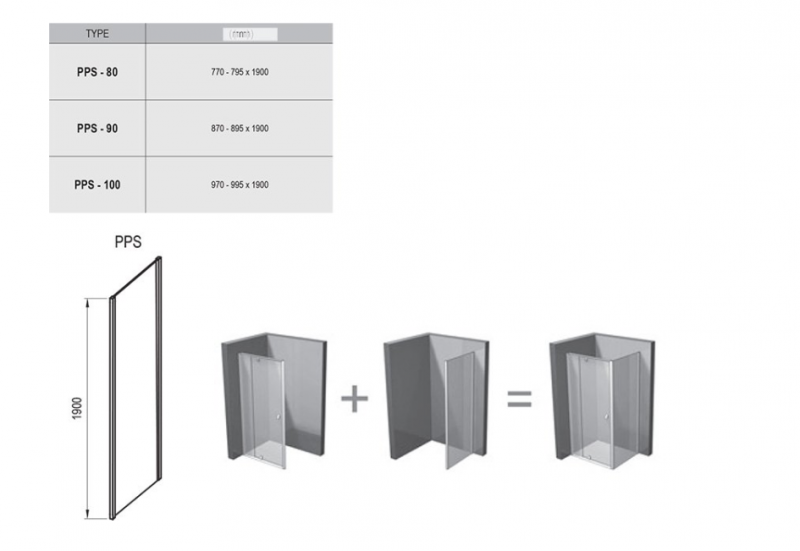 Ravak Pivot ścianka stała 80 czarny przeźroczyste ANTICALC PPS 90G40300Z1